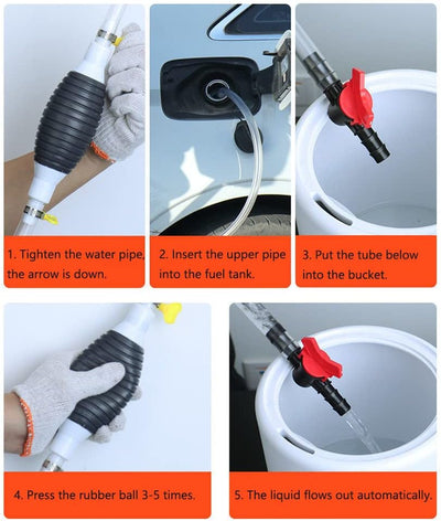 Multifunction Liquid Sucker Pump, Manual Fuel Transfer Pump Gasoline Siphone Hose, Portable Siphon Pump For Gasoline Diesel And Other Liquid Water, with 3.2/6.5/9.8ft Siphon Hose. (6.5 ft)