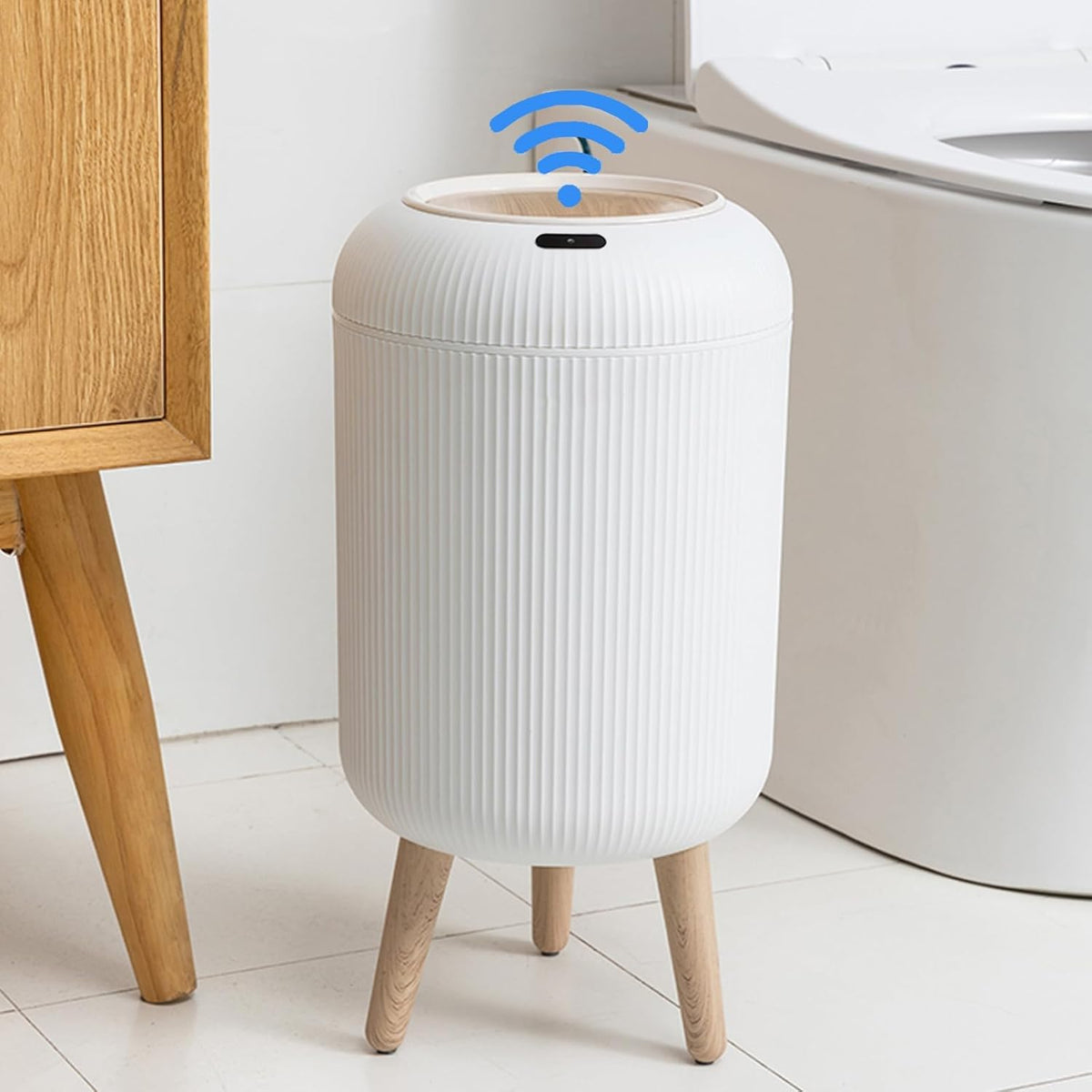 PureSense™ Smart Motion Sensor Trash Can – 3 Gallon Touchless Automatic Garbage Bin with Lid & Removable Legs for Bathroom, Bedroom, Kitchen & Office (White)