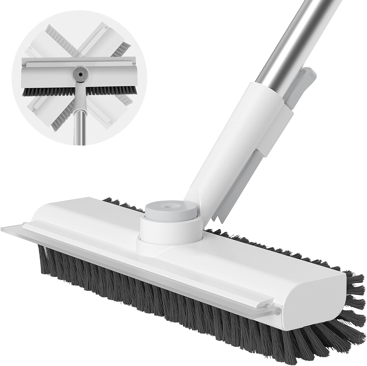 PowerScrub™ 3-in-1 Floor Cleaning Brush – Heavy-Duty Stiff Bristle Scrub Brush with Long Handle & Built-In Scraper for Bathroom, Patio, Kitchen & Outdoor Cleaning