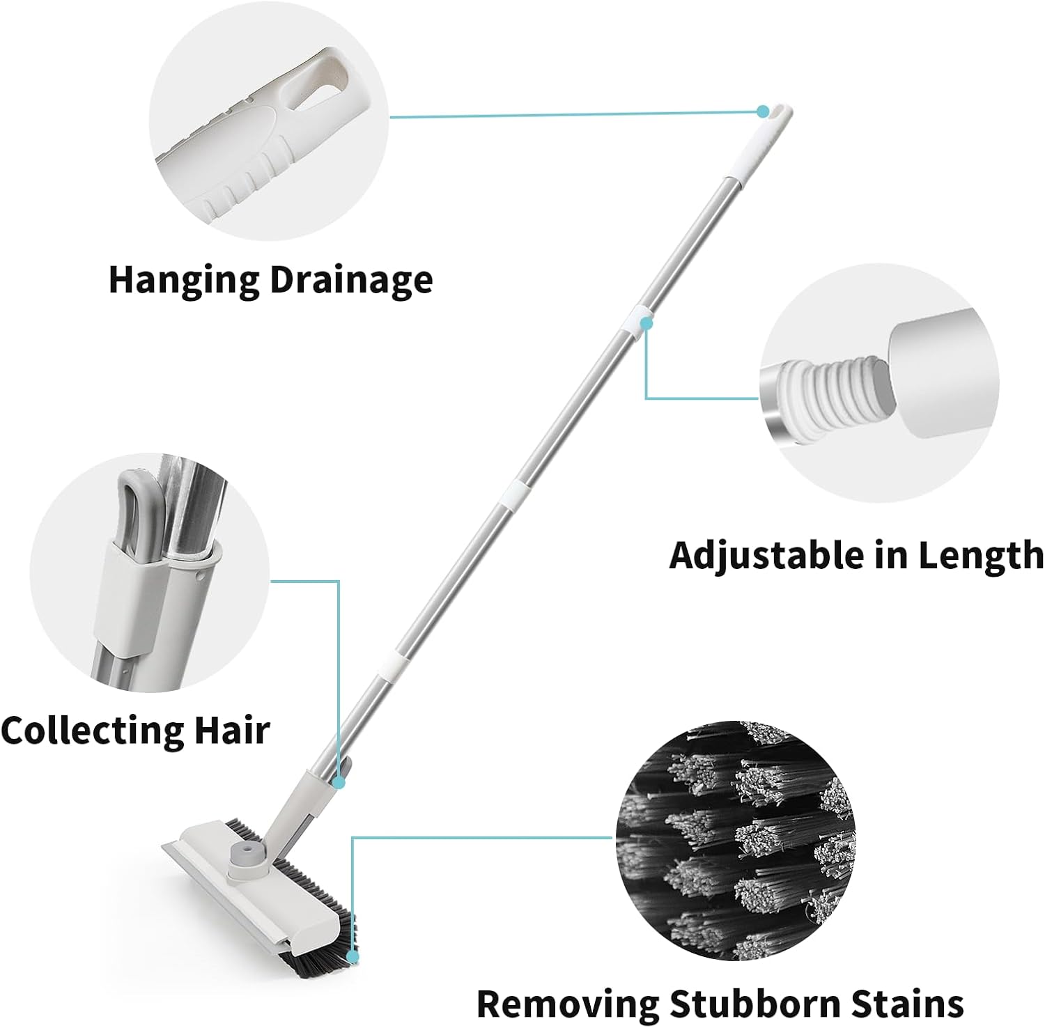 PowerScrub™ 3-in-1 Floor Cleaning Brush – Heavy-Duty Stiff Bristle Scrub Brush with Long Handle & Built-In Scraper for Bathroom, Patio, Kitchen & Outdoor Cleaning