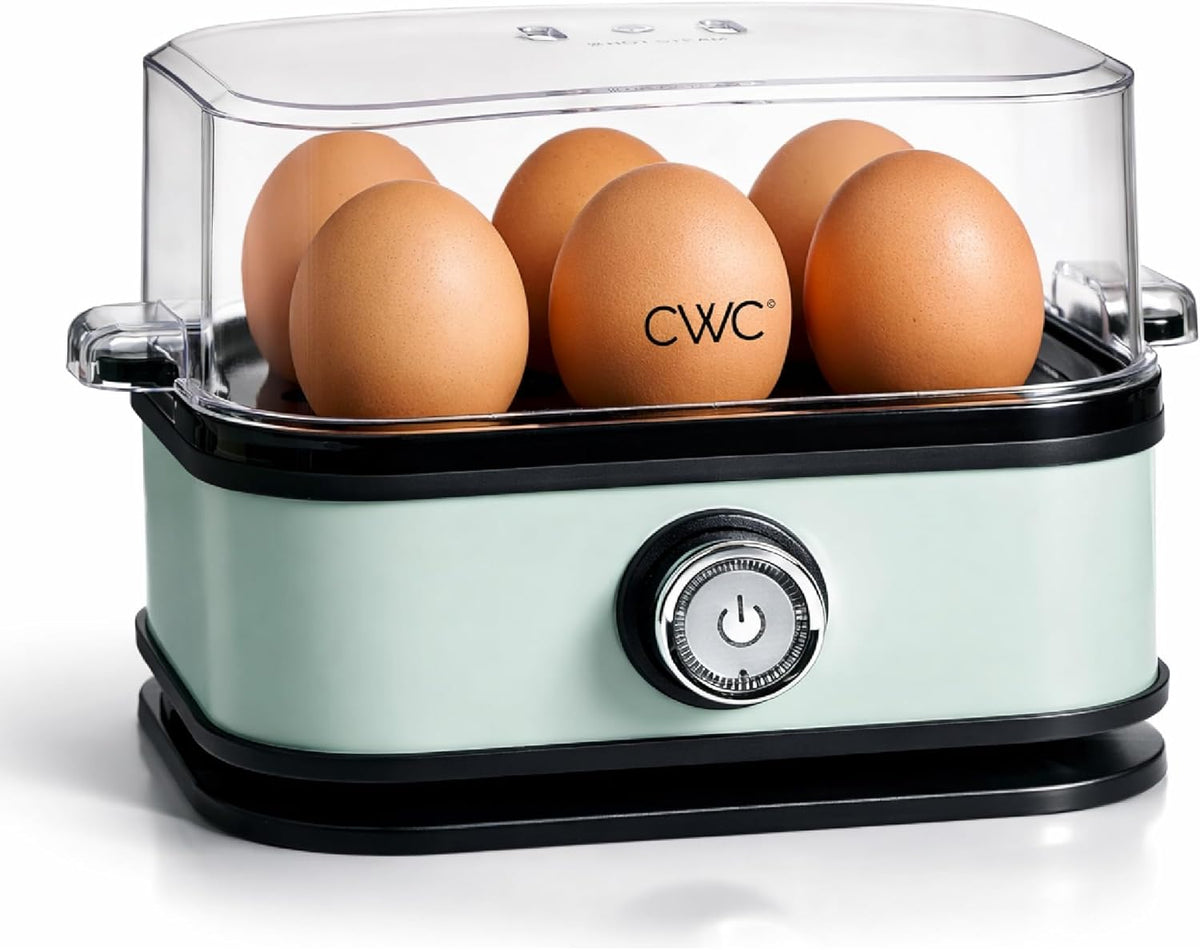 EggMaster™ Rapid Egg Cooker – 6-Egg Electric Boiler for Soft, Medium & Hard-Boiled Eggs with Auto Shut-Off & One-Touch Cooking (Sage)