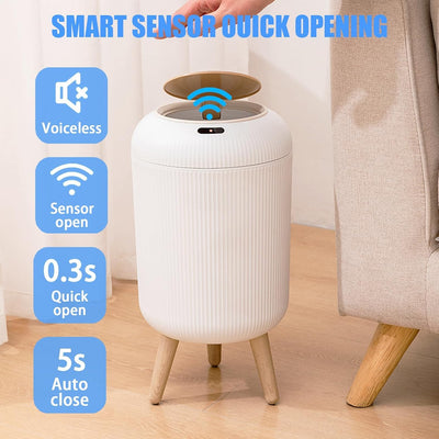 PureSense™ Smart Motion Sensor Trash Can – 3 Gallon Touchless Automatic Garbage Bin with Lid & Removable Legs for Bathroom, Bedroom, Kitchen & Office (White)