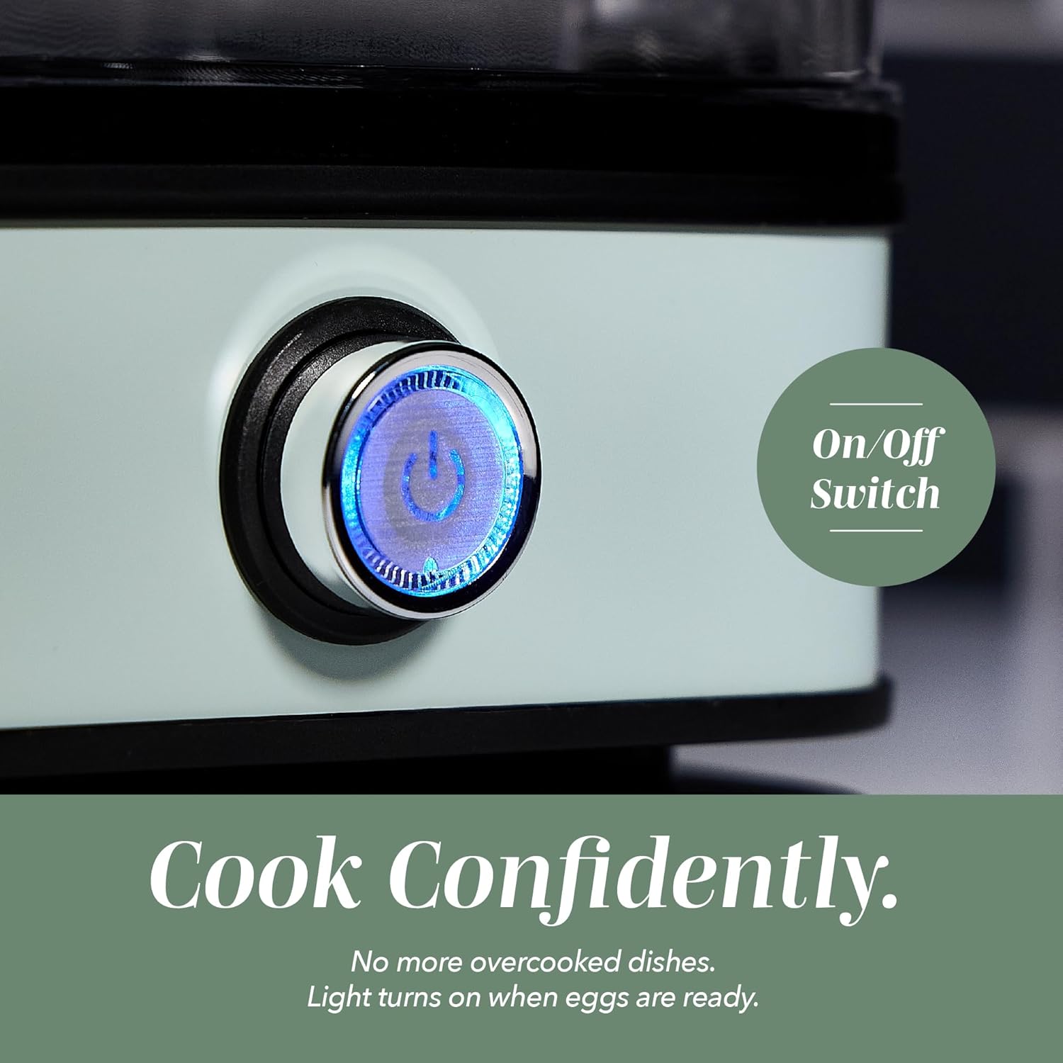 EggMaster™ Rapid Egg Cooker – 6-Egg Electric Boiler for Soft, Medium & Hard-Boiled Eggs with Auto Shut-Off & One-Touch Cooking (Sage)