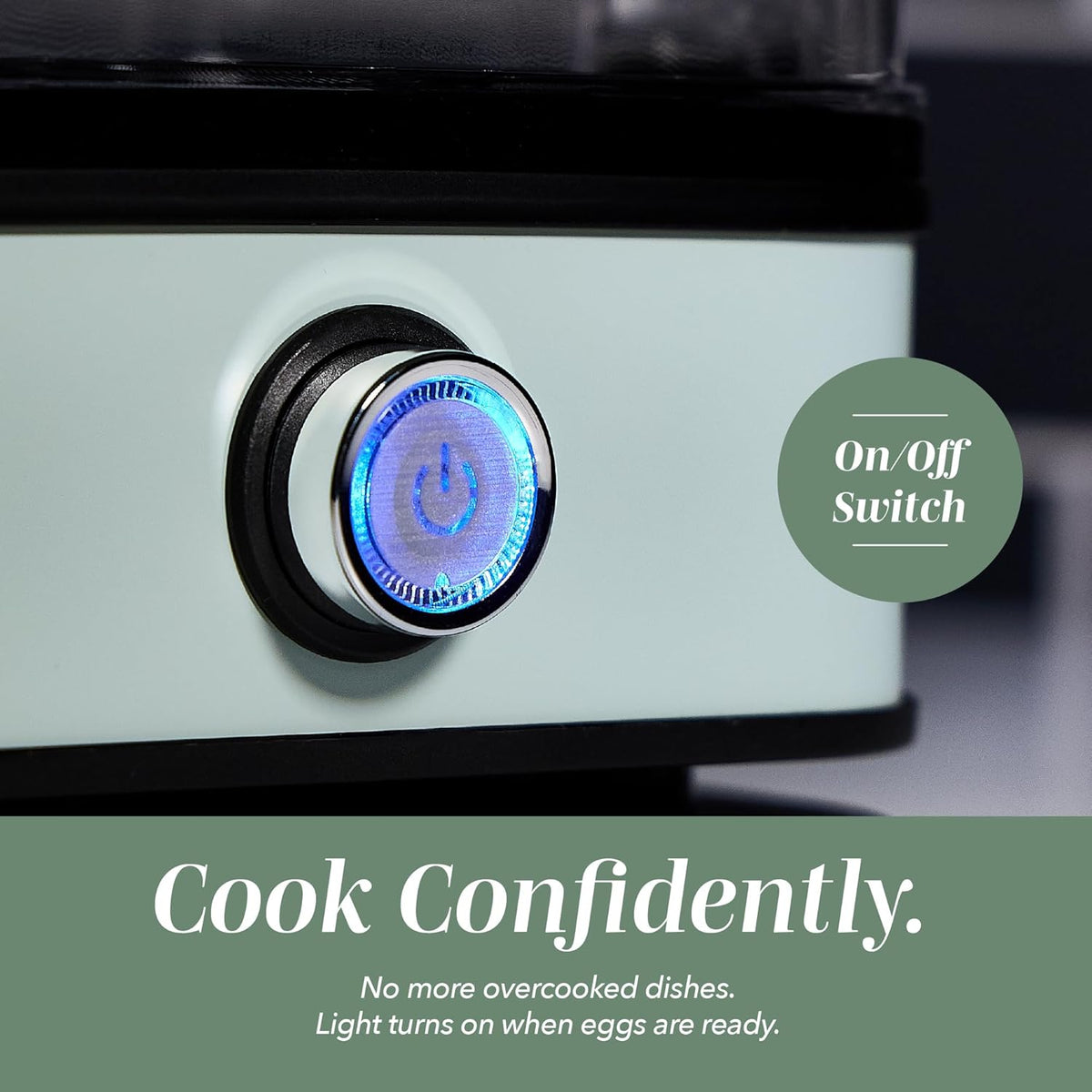 EggMaster™ Rapid Egg Cooker – 6-Egg Electric Boiler for Soft, Medium & Hard-Boiled Eggs with Auto Shut-Off & One-Touch Cooking (Sage)