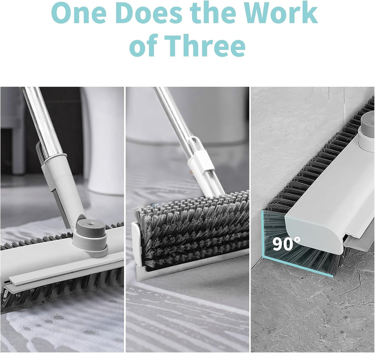 PowerScrub™ 3-in-1 Floor Cleaning Brush – Heavy-Duty Stiff Bristle Scrub Brush with Long Handle & Built-In Scraper for Bathroom, Patio, Kitchen & Outdoor Cleaning