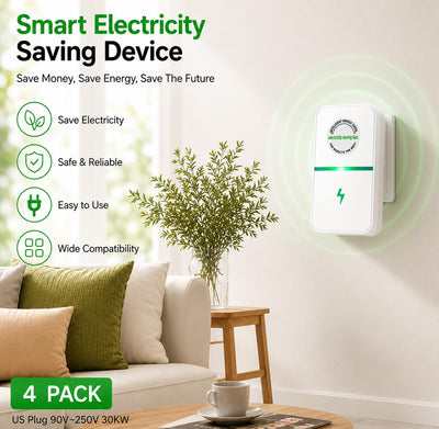VoltGuard™ Smart Energy Saver Plug – Voltage Stabilizing Power Saver Device with Surge Protection for Home & Office (4-Pack)