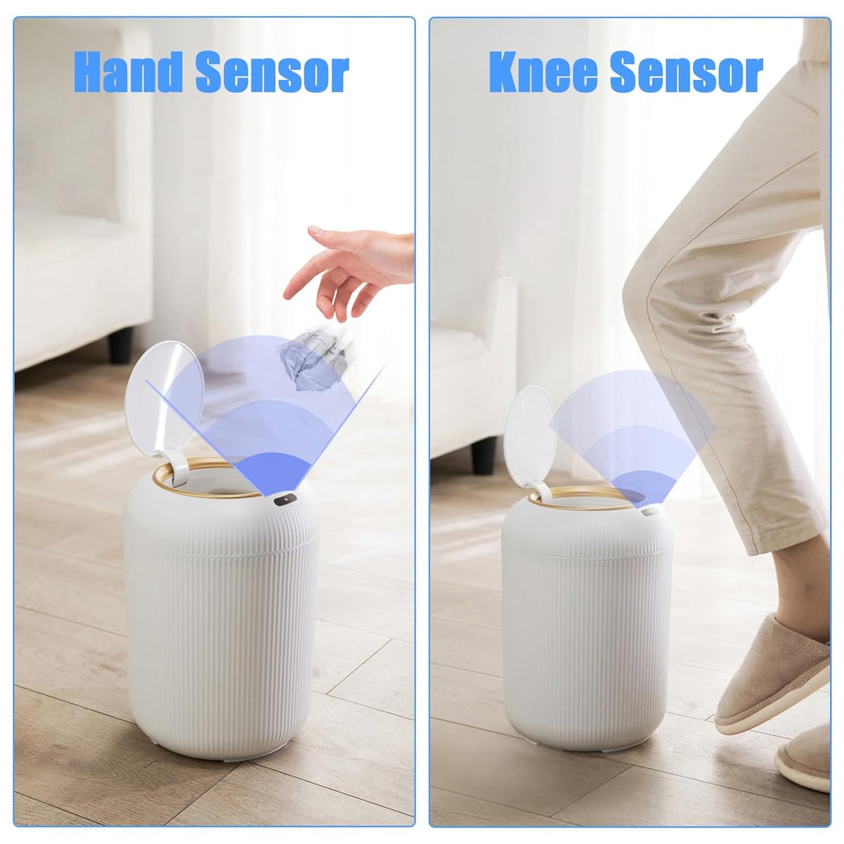PureSense™ Smart Motion Sensor Trash Can – 3 Gallon Touchless Automatic Garbage Bin with Lid & Removable Legs for Bathroom, Bedroom, Kitchen & Office (White)
