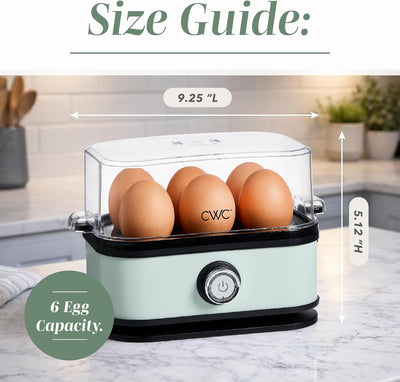 EggMaster™ Rapid Egg Cooker – 6-Egg Electric Boiler for Soft, Medium & Hard-Boiled Eggs with Auto Shut-Off & One-Touch Cooking (Sage)