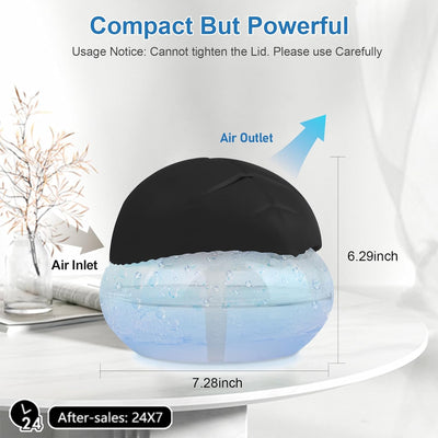 PureMist™ Water-Based Air Purifier – Air Washer & Aroma Freshener with 7-Color LED Ambient Lighting for Home, Bedroom & Office (Black)
