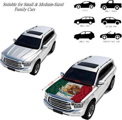 Car Hood Cover Flag - 59x51IN Mexico Hood Covers with 2 Adjustable Triangular Fasteners for Cars Decor, Automotive Exterior Accessories Patriotic Decorations - Hood Cover-1