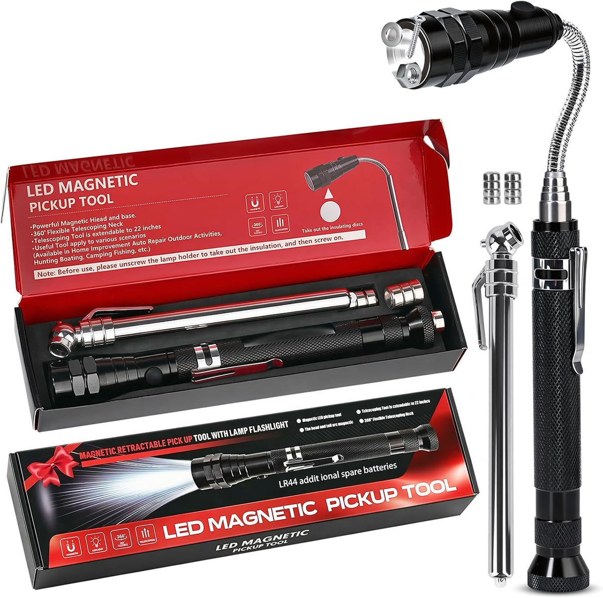 Magnetic Pickup Tool with LED Flashlight, Telescoping Magnet Tool, Father's Day Gift for Dad,Cool Gadget Gift for Men, Dad, Husband, Mechanic & Handyman