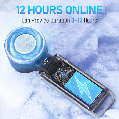 FrostJet™ Turbo Cooling Fan – Portable Ice-Cooling Handheld Fan with 5 Speeds, 25550RPM High-Speed Airflow & 12-Hour Rechargeable Battery for Travel & Outdoor Use (Black)