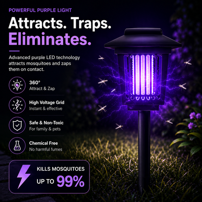 Solar Powered Electric Shock Mosquito Repellent Lamp Waterproof Portable Bug Zapper With Plug For Outdoor Camping Household Use
