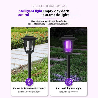 Solar Powered Electric Shock Mosquito Repellent Lamp Waterproof Portable Bug Zapper With Plug For Outdoor Camping Household Use