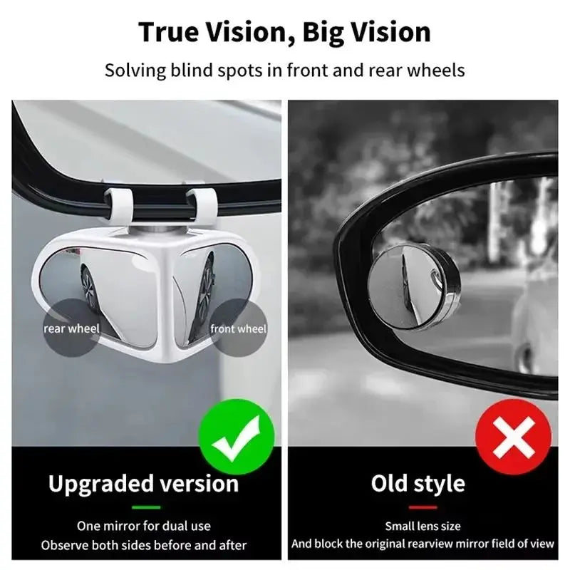 2Pcs Car Rearview Mirrors 360° Blind Spot Mirror Adjustable Rotatable Convex Wide-angle Clear Rearview Safety Mirror Accessories