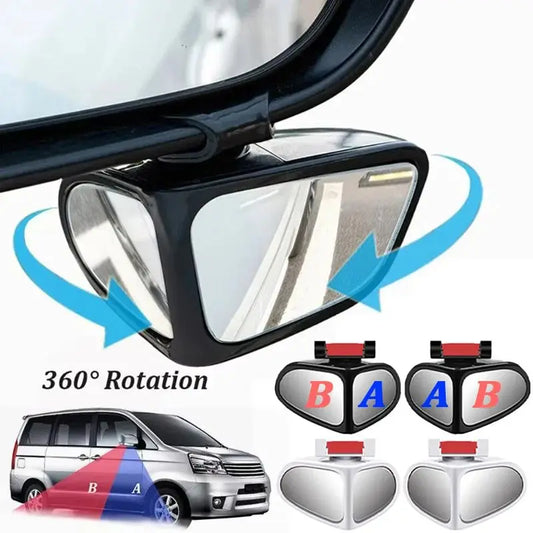 2Pcs Car Rearview Mirrors 360° Blind Spot Mirror Adjustable Rotatable Convex Wide-angle Clear Rearview Safety Mirror Accessories