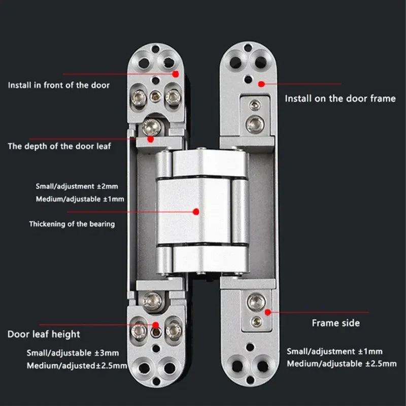 2PCS Invisible Door Hinges, Hidden Door Hinges, Hidden Adjustable Cross Wooden Door Outward Opening Hidden Door Hinges