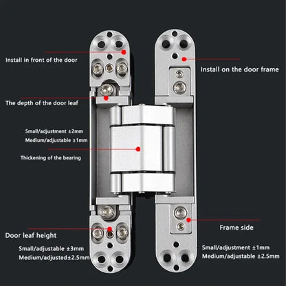 2PCS Invisible Door Hinges, Hidden Door Hinges, Hidden Adjustable Cross Wooden Door Outward Opening Hidden Door Hinges
