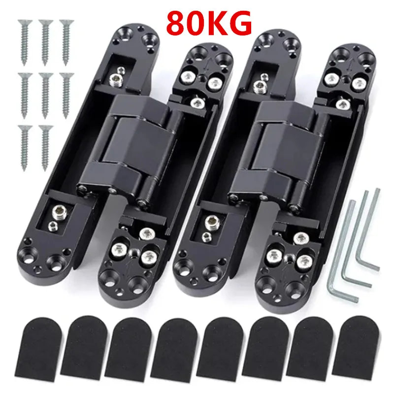 2PCS Invisible Door Hinges, Hidden Door Hinges, Hidden Adjustable Cross Wooden Door Outward Opening Hidden Door Hinges