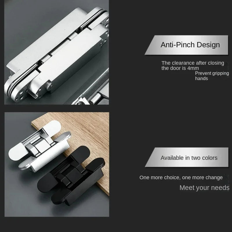 2PCS Invisible Door Hinges, Hidden Door Hinges, Hidden Adjustable Cross Wooden Door Outward Opening Hidden Door Hinges