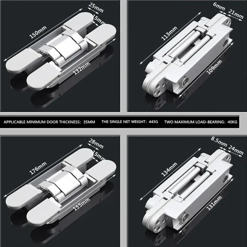 2PCS Invisible Door Hinges, Hidden Door Hinges, Hidden Adjustable Cross Wooden Door Outward Opening Hidden Door Hinges