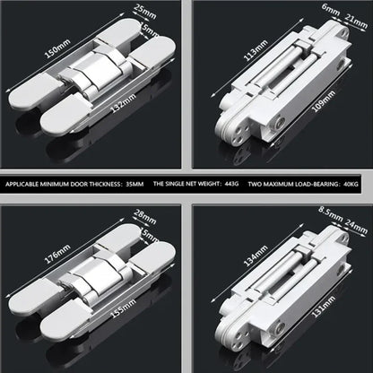 2PCS Invisible Door Hinges, Hidden Door Hinges, Hidden Adjustable Cross Wooden Door Outward Opening Hidden Door Hinges