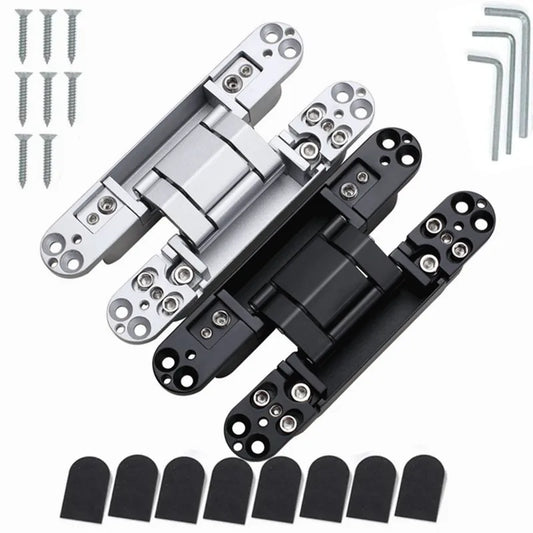 2PCS Invisible Door Hinges, Hidden Door Hinges, Hidden Adjustable Cross Wooden Door Outward Opening Hidden Door Hinges