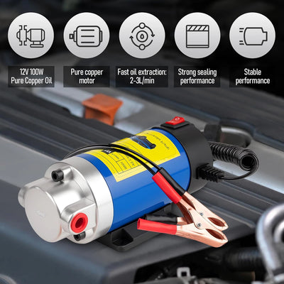 12V Electric Scavenge Suction Transfer Change Pump Oil Transfer Pump 1-4L/min Motor Oil Diesel Extractor Pump For Car