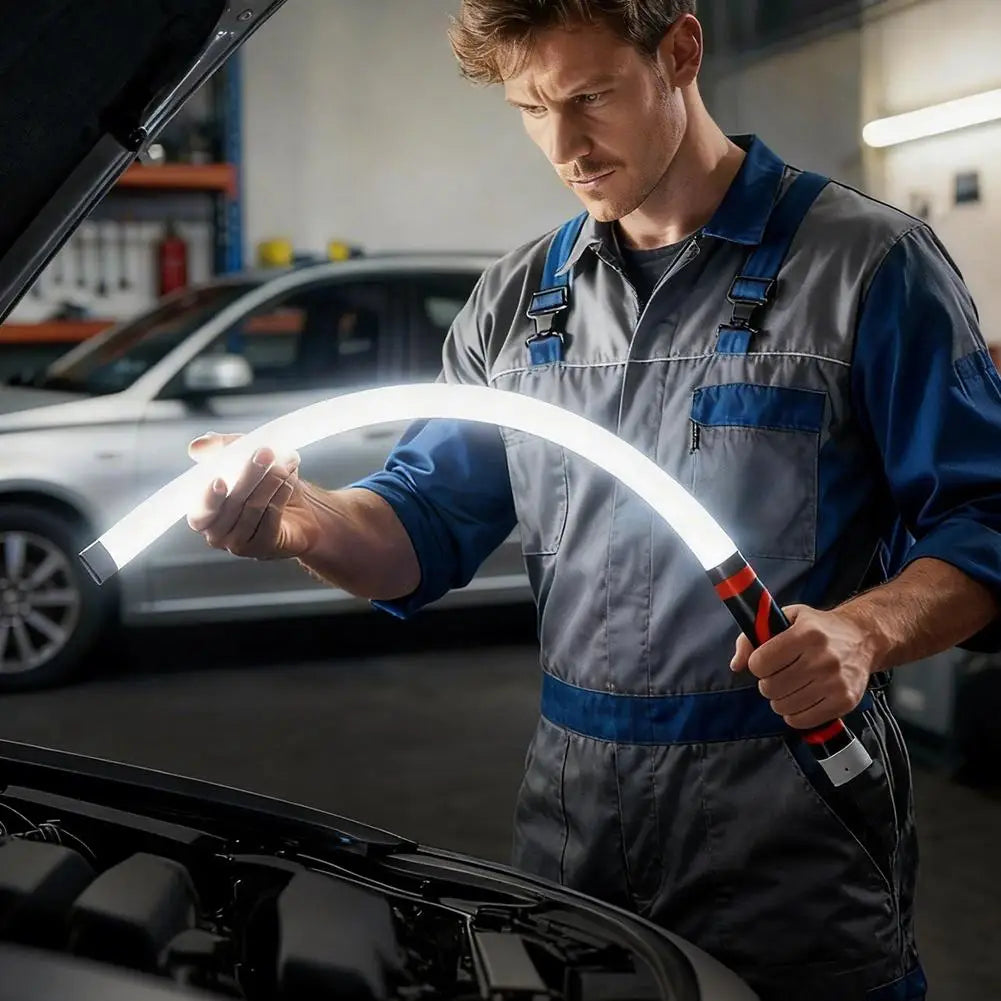 29-inch bendable LED flashlight stick with 3 brightness modes and rechargeable USB-C battery. Bends into tight engine bays, under hoods, and around pipes where standard flashlights can't reach.