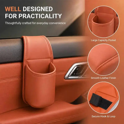 PU Leather Car Door Organizer Hanging Cup Holder Storage Bag Bottle Pocket Interior Stowing Tidying Accessories
