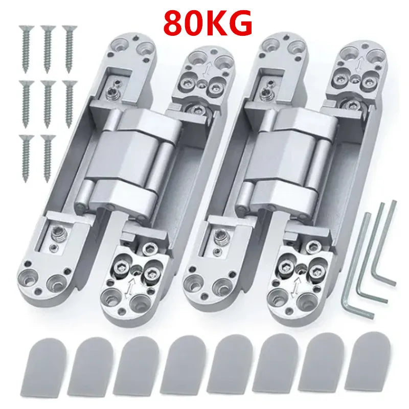 2PCS Invisible Door Hinges, Hidden Door Hinges, Hidden Adjustable Cross Wooden Door Outward Opening Hidden Door Hinges