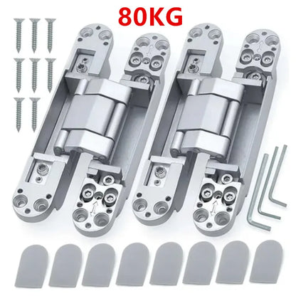 2PCS Invisible Door Hinges, Hidden Door Hinges, Hidden Adjustable Cross Wooden Door Outward Opening Hidden Door Hinges